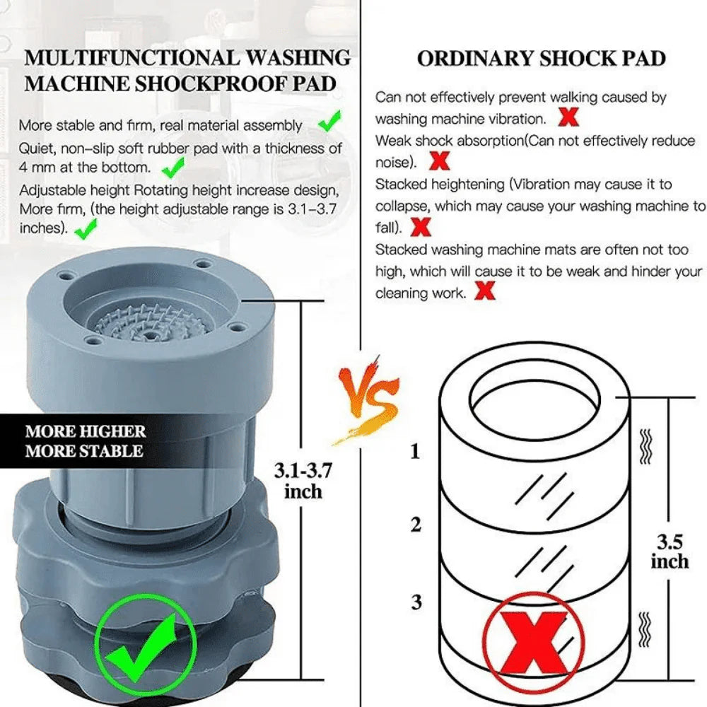 Washing Machine Vibration Pads, Floor Trays, Refrigerator Stand (4 Pcs Set)