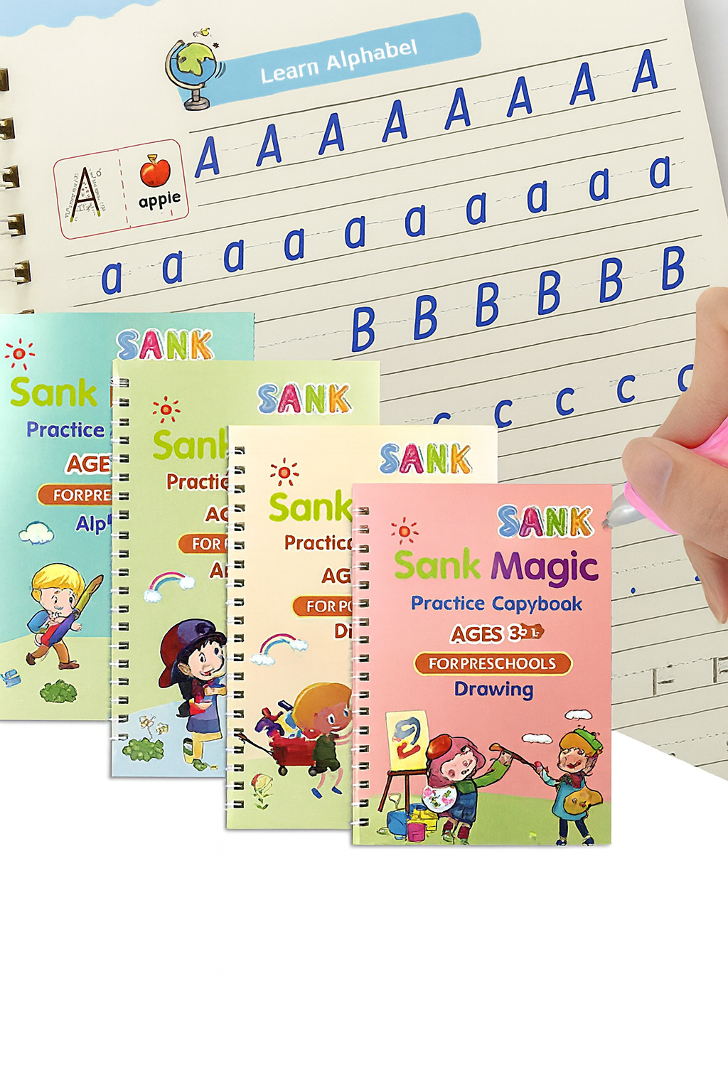 Sank Magic Practice Copybook (4 BOOKS,1 PEN,1 GRIP,10 REFILL) Pack of 1