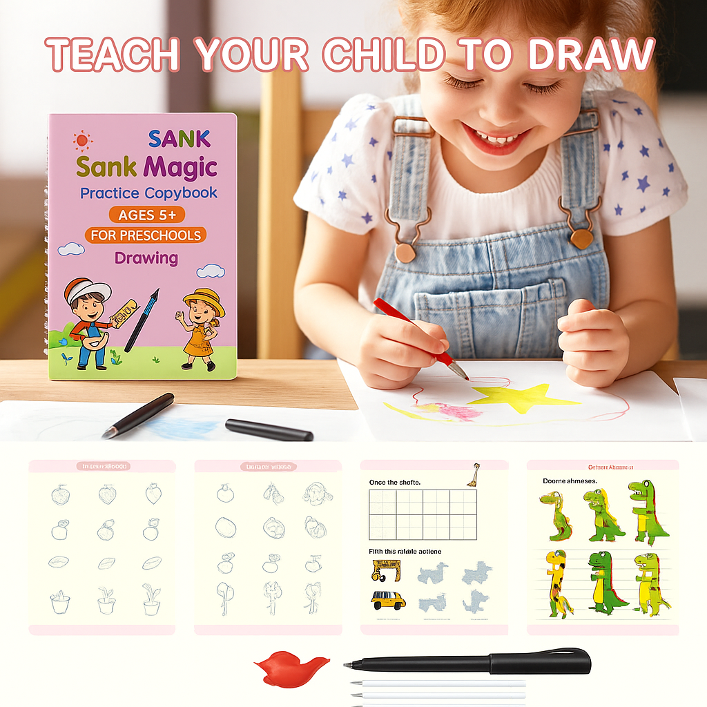 Sank Magic Practice Copybook (4 BOOKS,1 PEN,1 GRIP,10 REFILL) Pack of 1