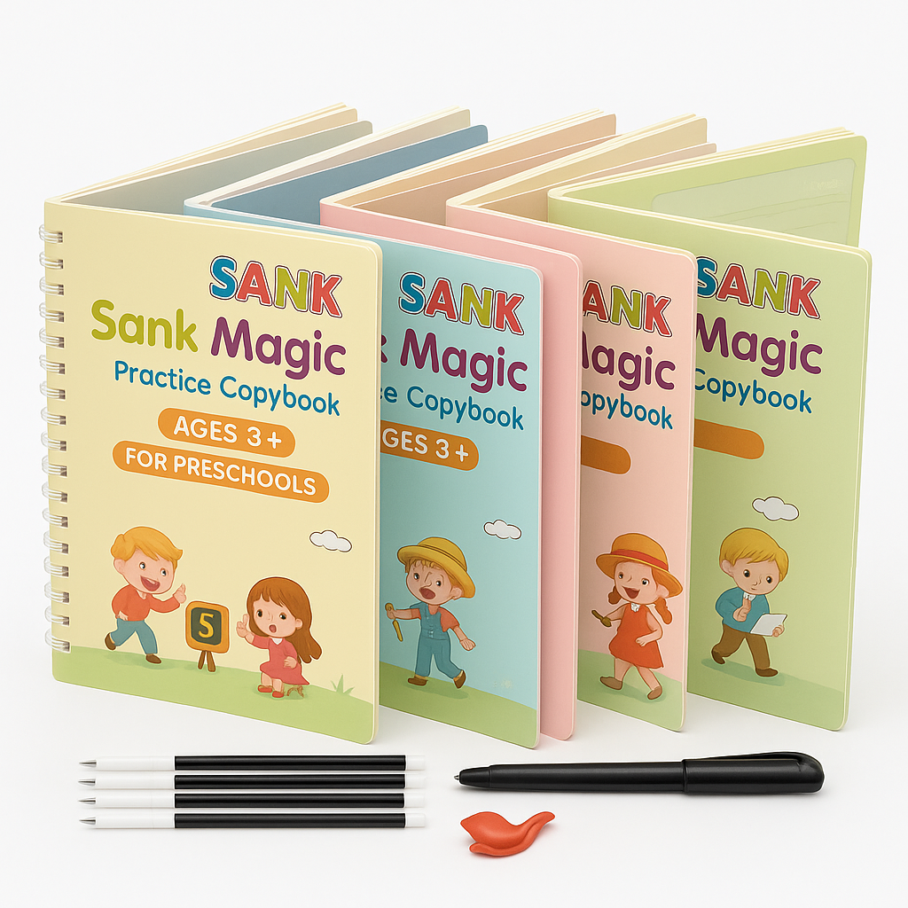 Sank Magic Practice Copybook (4 BOOKS,1 PEN,1 GRIP,10 REFILL) Pack of 1