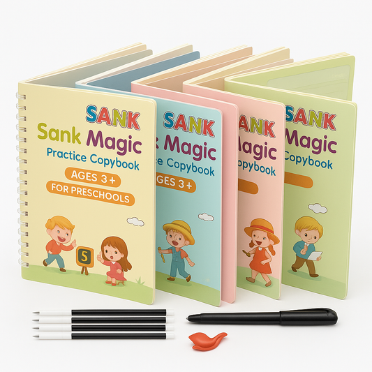 Sank Magic Practice Copybook (4 BOOKS,1 PEN,1 GRIP,10 REFILL) Pack of 1