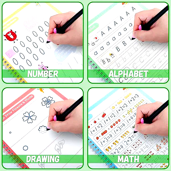 Sank Magic Practice Copybook (4 BOOKS,1 PEN,1 GRIP,10 REFILL) Pack of 1